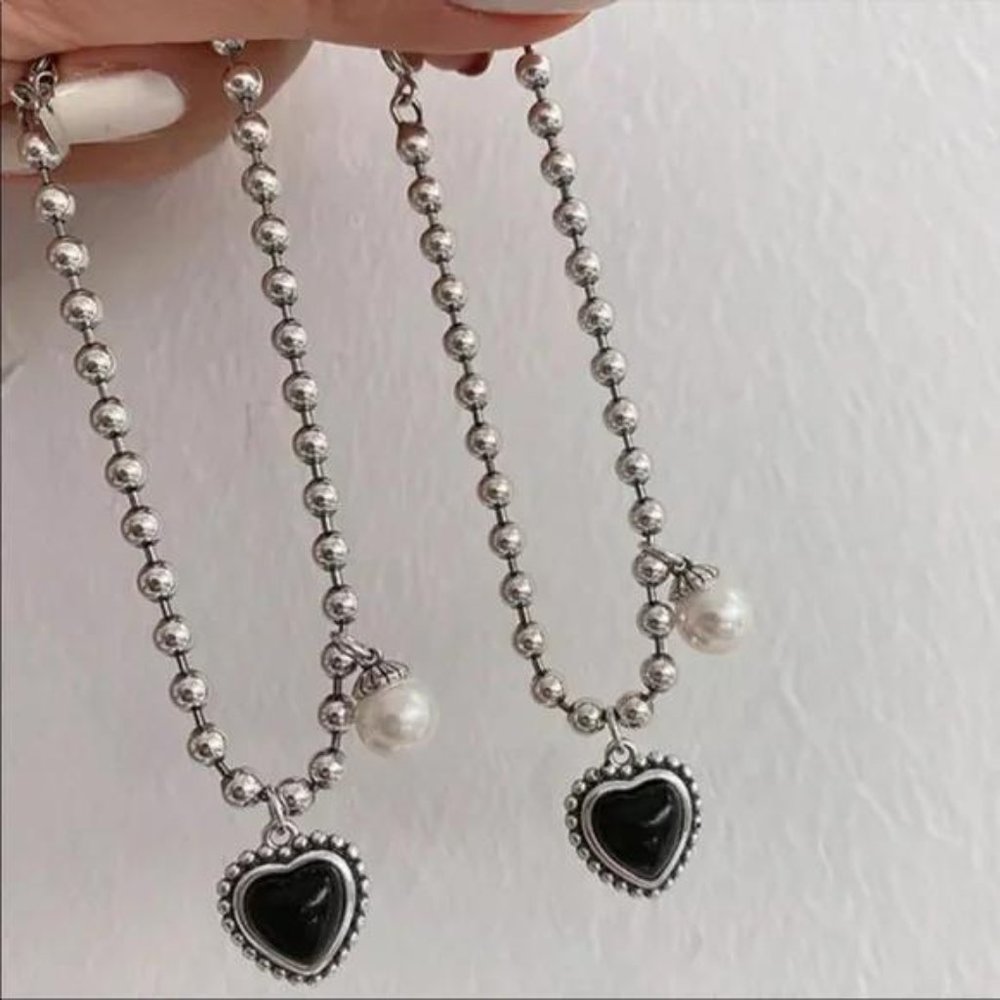 PEARL HEART 925 STERLING SILVER BRACELET, NICE BRACELET, CUTE BRACELET - Picture 3 of 6